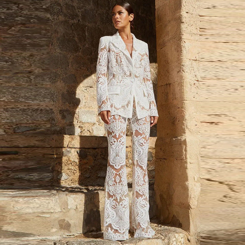 Islet | Women’s Sequin Blazer and Trousers Ensemble-Omni Prime Goods