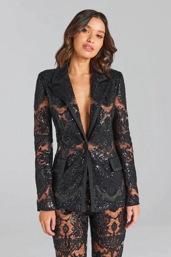 Islet | Women’s Sequin Blazer and Trousers Ensemble-Omni Prime Goods