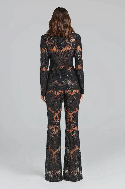 Islet | Women’s Sequin Blazer and Trousers Ensemble-Omni Prime Goods