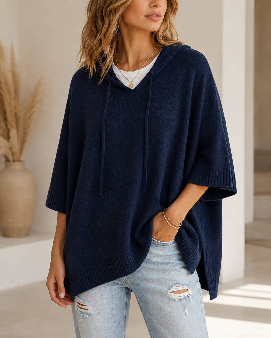 Women's Casual Hoodie with 3/4 Sleeves