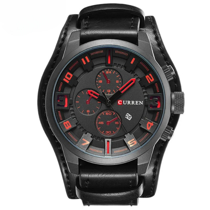 Men's Elegant Chronograph Leather Watch