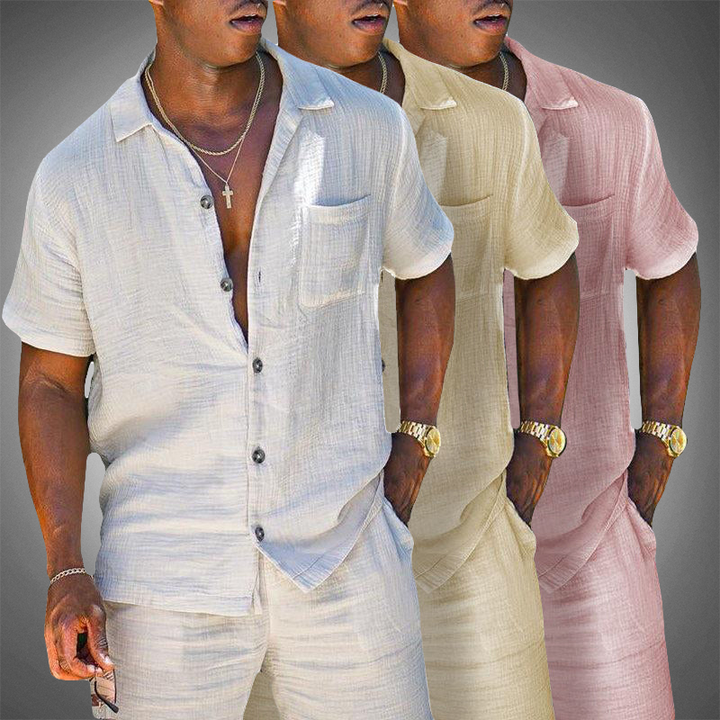 James | Men's Elegant Linen Two-Piece Set - Comfortable Style-Omni Prime Goods