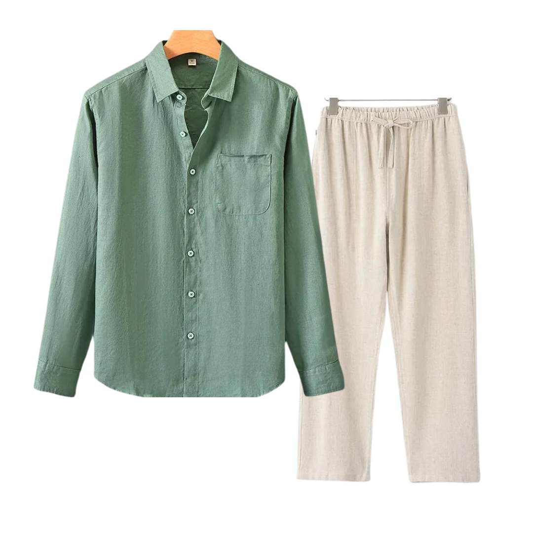 James | Men's Linen Set in Classic Old Money Style-Omni Prime Goods