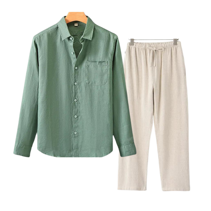 James | Men's Linen Set in Classic Old Money Style-Omni Prime Goods