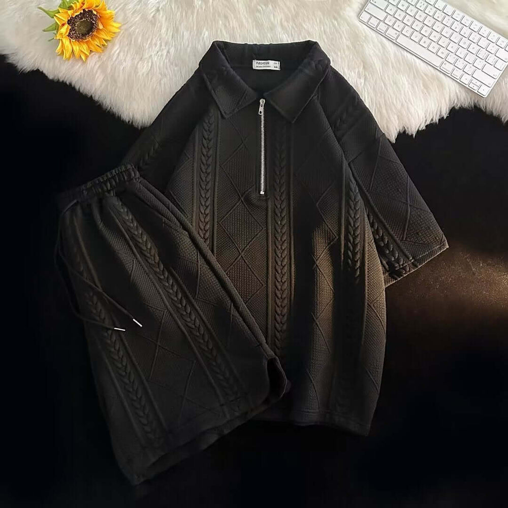 James | Men's Loose Fit Short Sleeve Suit-Omni Prime Goods