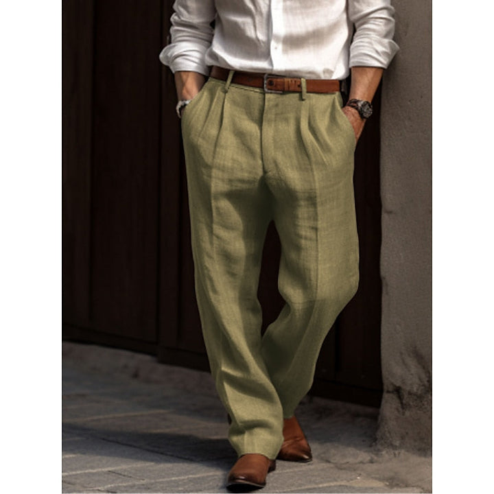 James | Men's Pleated Linen Trousers-Omni Prime Goods