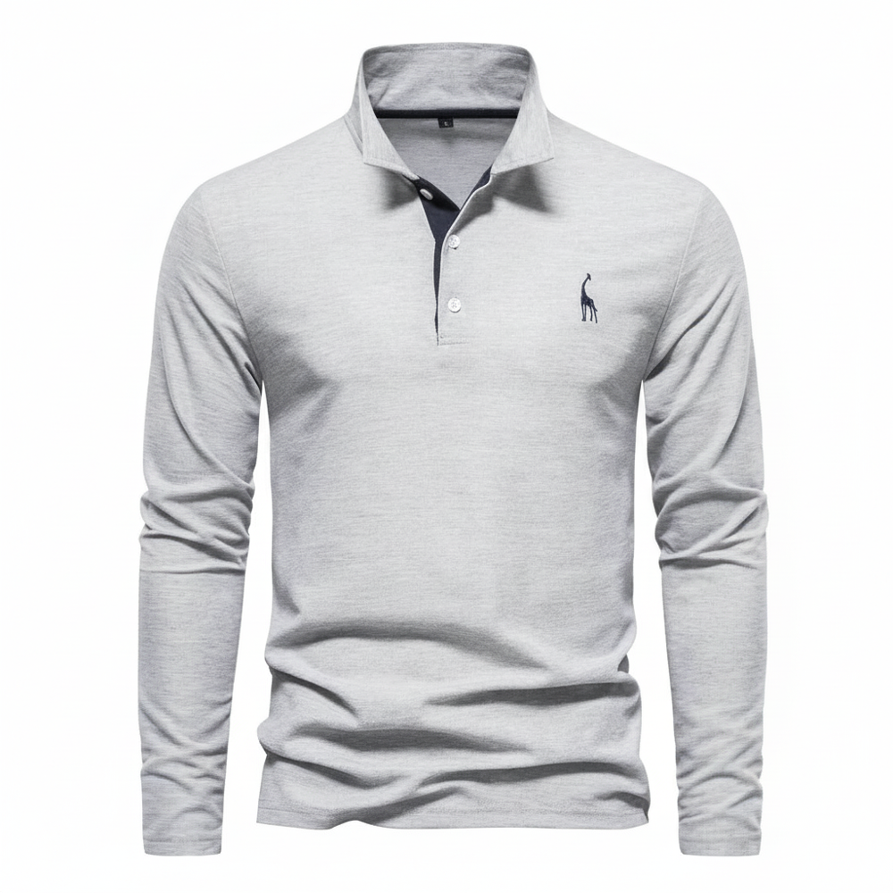 James | Men's Slim Fit Long Sleeve Polo Shirt-Omni Prime Goods