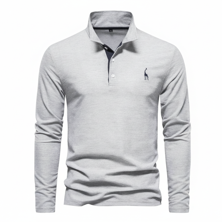 James | Men's Slim Fit Long Sleeve Polo Shirt-Omni Prime Goods