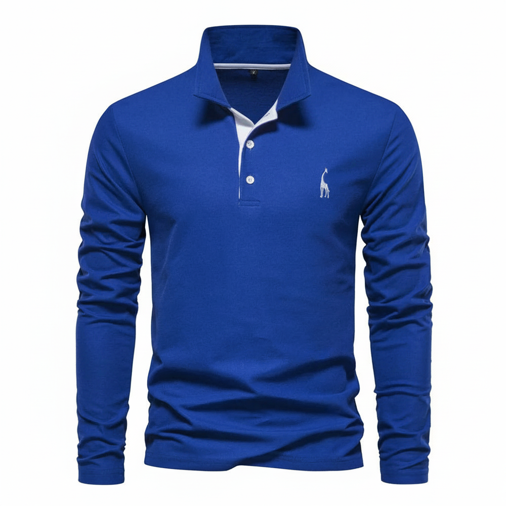 James | Men's Slim Fit Long Sleeve Polo Shirt-Omni Prime Goods