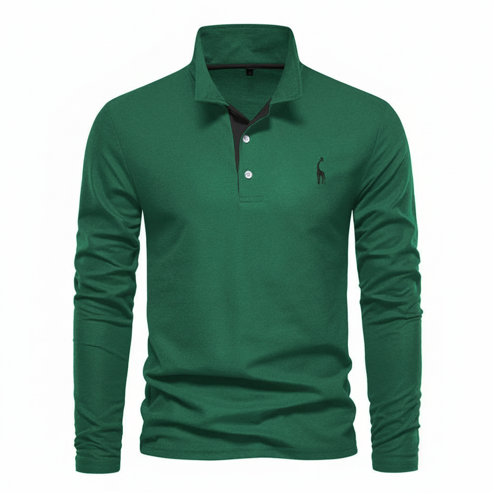 James | Men's Slim Fit Long Sleeve Polo Shirt-Omni Prime Goods