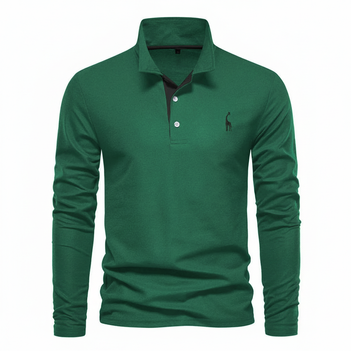 James | Men's Slim Fit Long Sleeve Polo Shirt-Omni Prime Goods