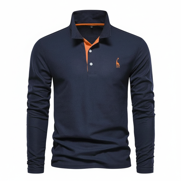 James | Men's Slim Fit Long Sleeve Polo Shirt-Omni Prime Goods