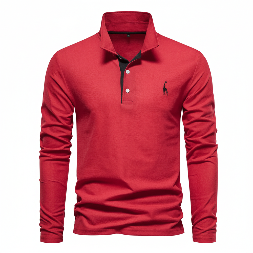 James | Men's Slim Fit Long Sleeve Polo Shirt-Omni Prime Goods