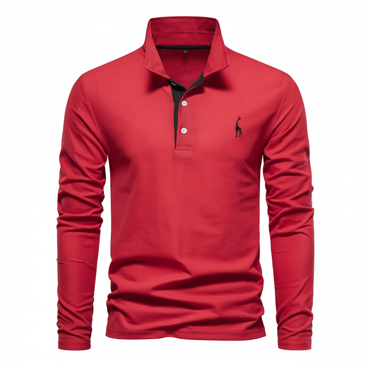 James | Men's Slim Fit Long Sleeve Polo Shirt-Omni Prime Goods