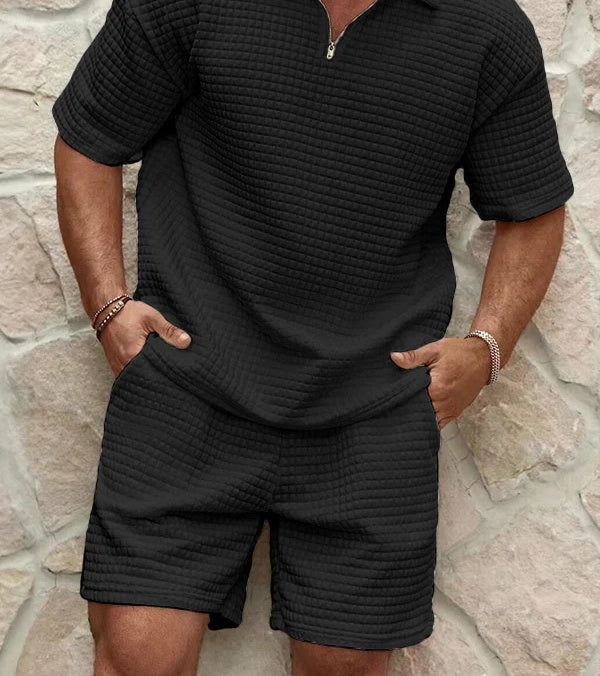James | Men's Stylish Short Sleeve Zipper Set-Omni Prime Goods
