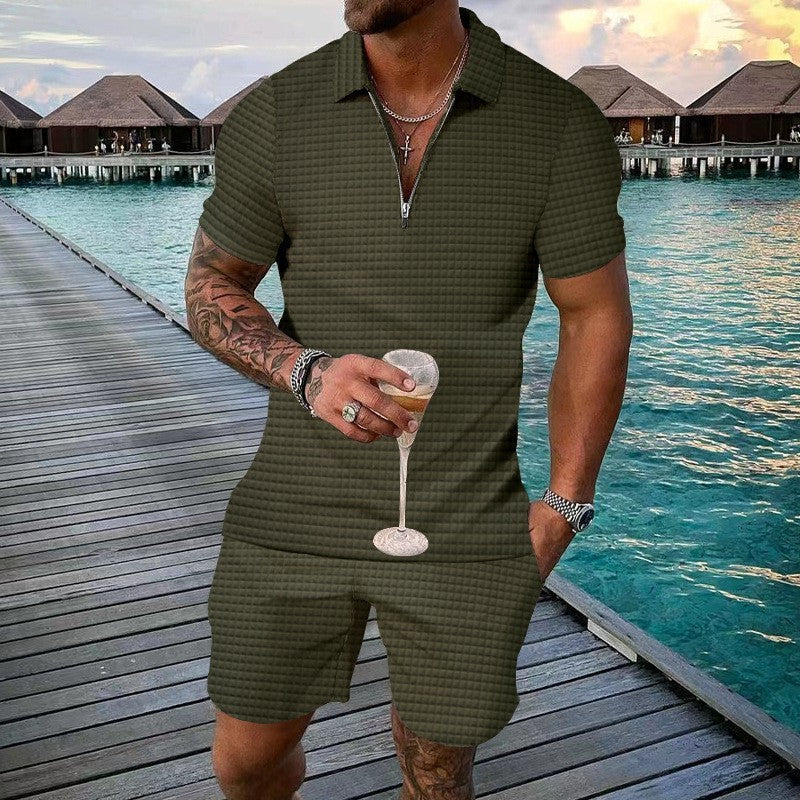 James | Men's Stylish Short Sleeve Zipper Set-Omni Prime Goods