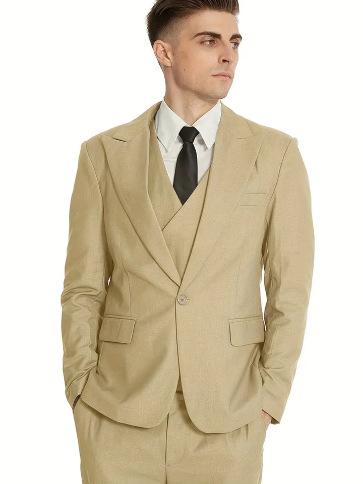 James | Men's Three-Piece Business Blazer, Vest, and Trouser Set-Omni Prime Goods