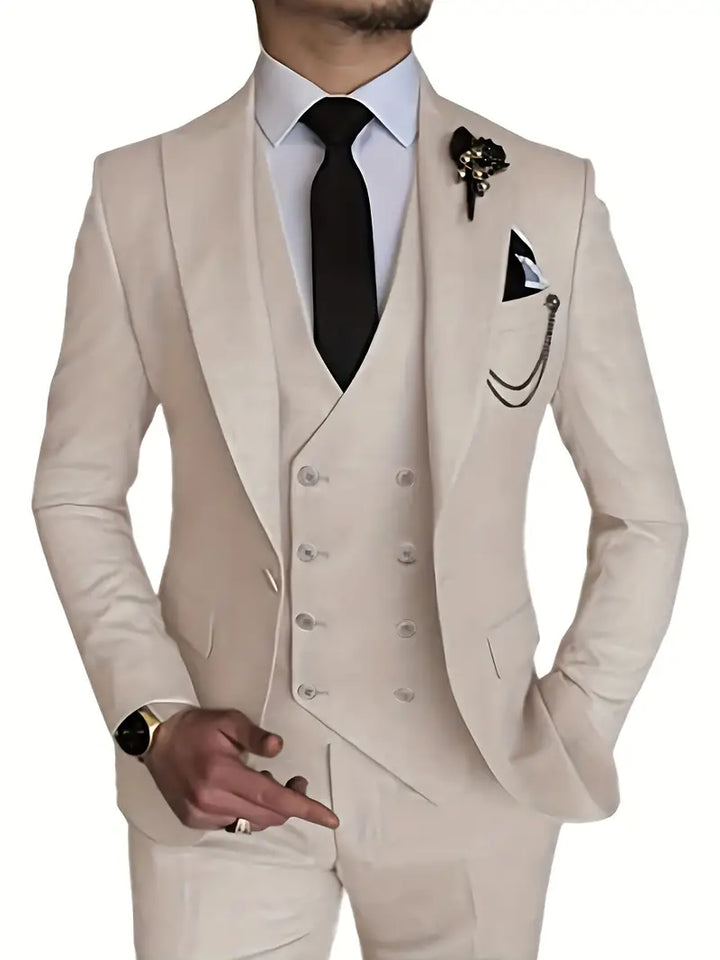 James | Men's Three-Piece Business Blazer, Vest, and Trouser Set-Omni Prime Goods