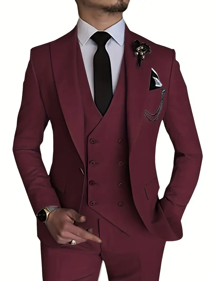 James | Men's Three-Piece Business Blazer, Vest, and Trouser Set-Omni Prime Goods