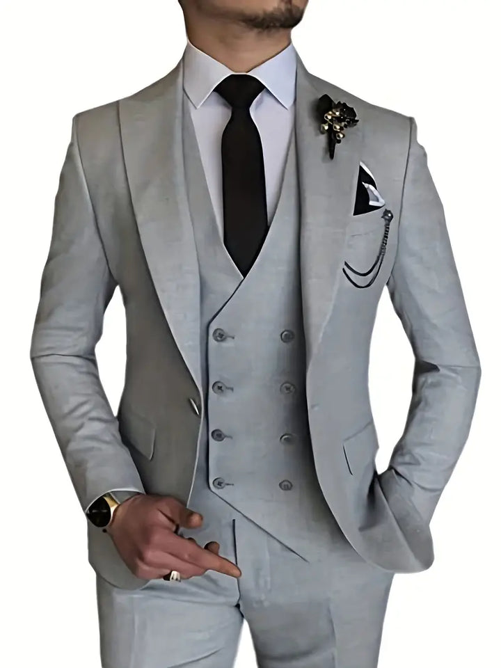 James | Men's Three-Piece Business Blazer, Vest, and Trouser Set-Omni Prime Goods