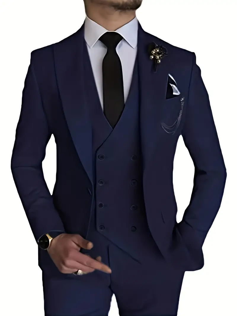 James | Men's Three-Piece Business Blazer, Vest, and Trouser Set-Omni Prime Goods