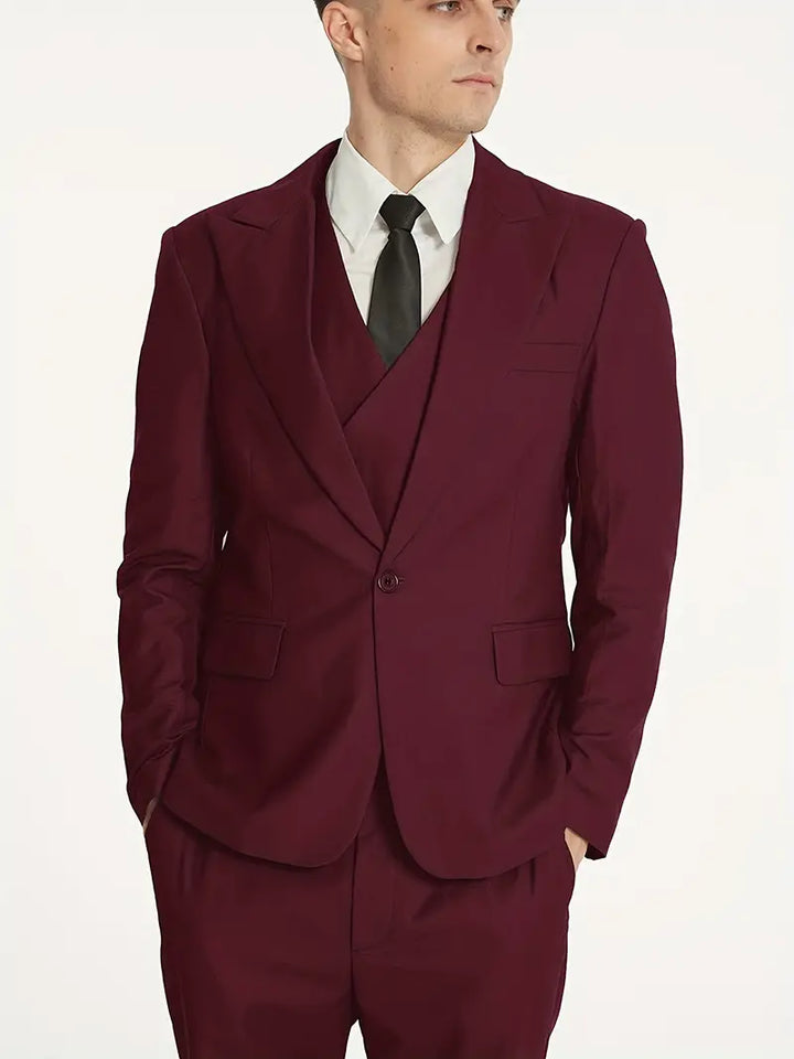 James | Men's Three-Piece Business Blazer, Vest, and Trouser Set-Omni Prime Goods