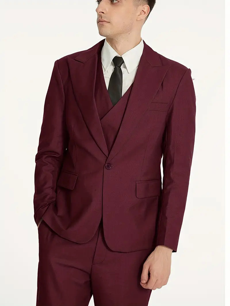 James | Men's Three-Piece Business Blazer, Vest, and Trouser Set-Omni Prime Goods