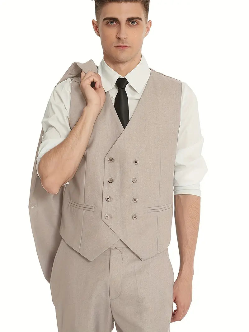 James | Men's Three-Piece Business Blazer, Vest, and Trouser Set-Omni Prime Goods