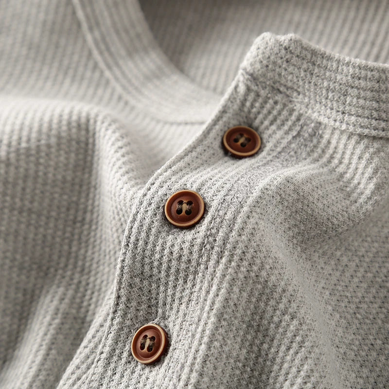 Jeff | Men's Long Sleeve Casual Henley Shirt-Omni Prime Goods