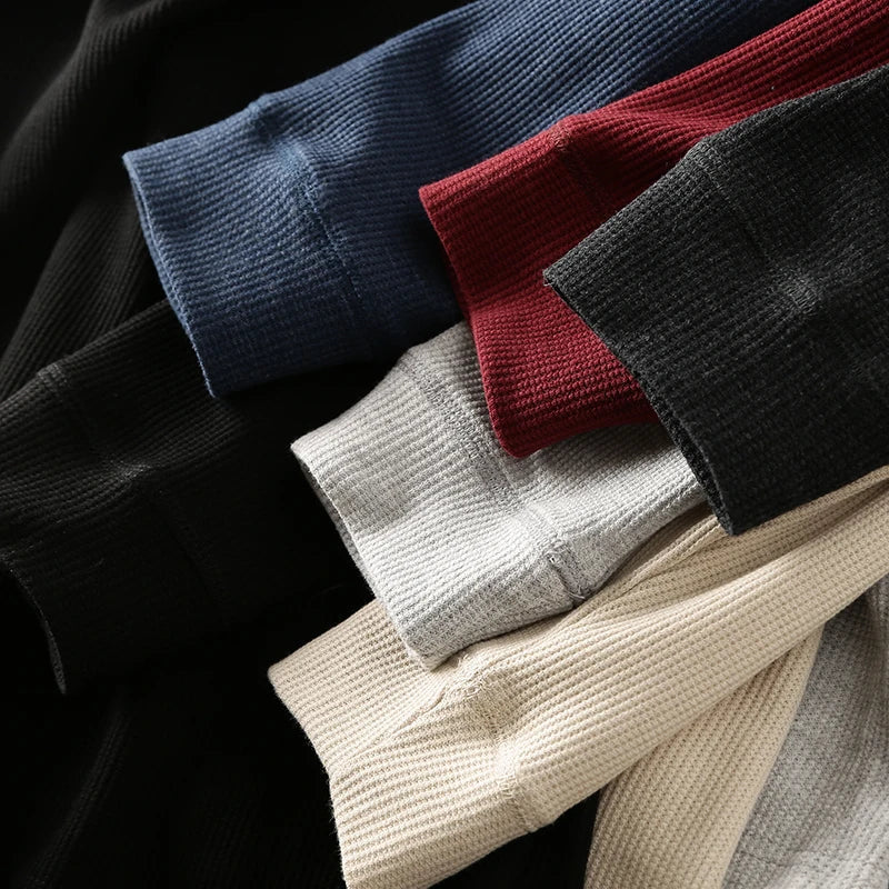 Jeff | Men's Long Sleeve Casual Henley Shirt-Omni Prime Goods