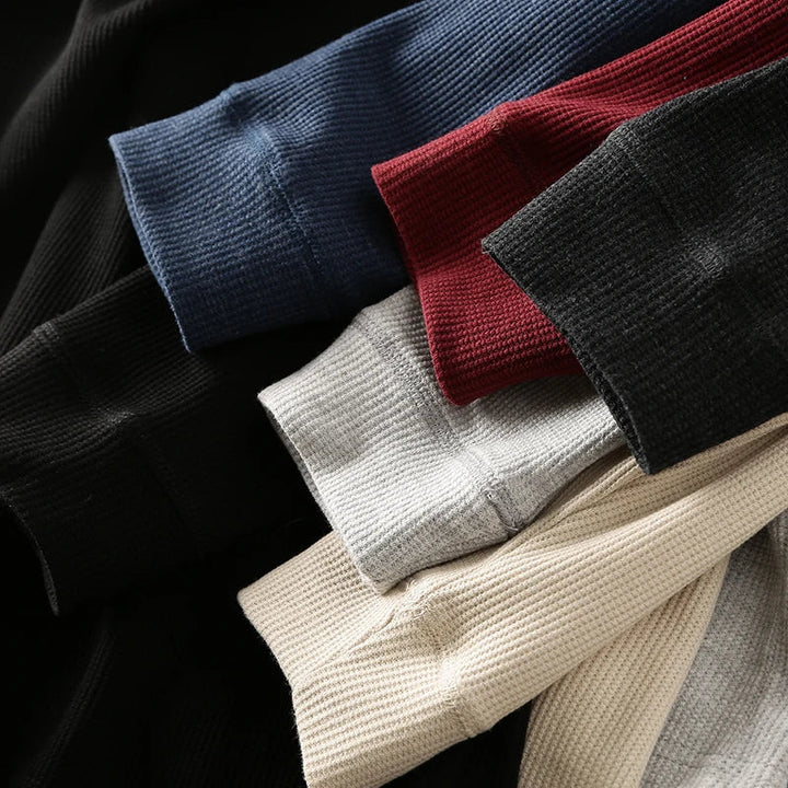Jeff | Men's Long Sleeve Casual Henley Shirt-Omni Prime Goods