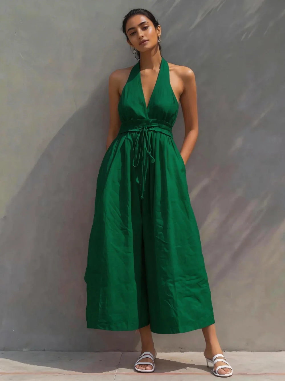 Jessica | Women's Halter Neck Jumpsuit-Omni Prime Goods