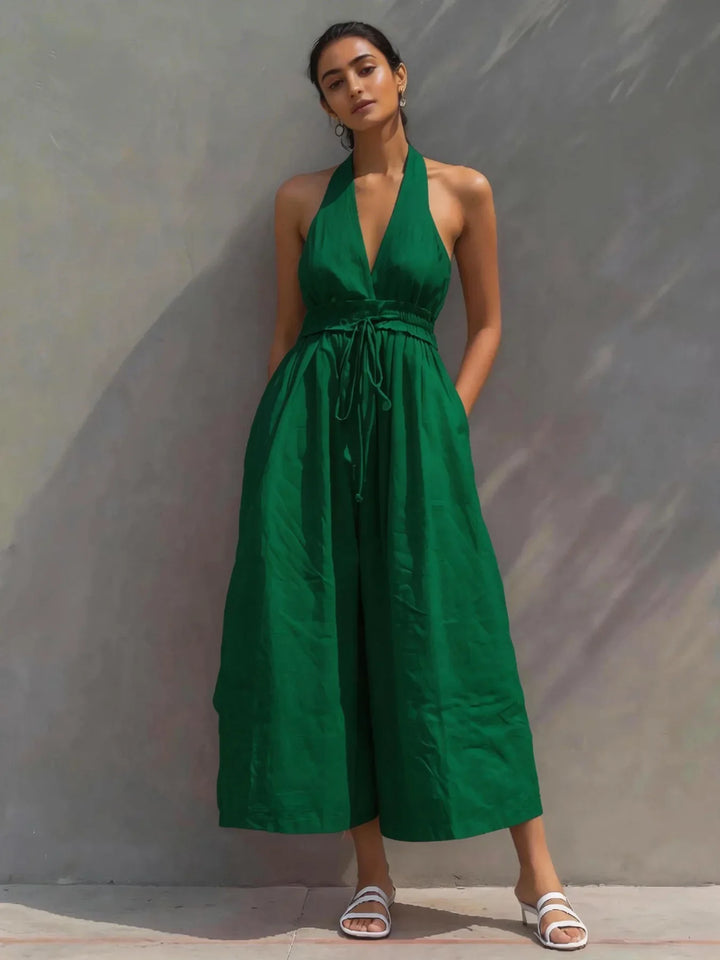 Jessica | Women's Halter Neck Jumpsuit-Omni Prime Goods