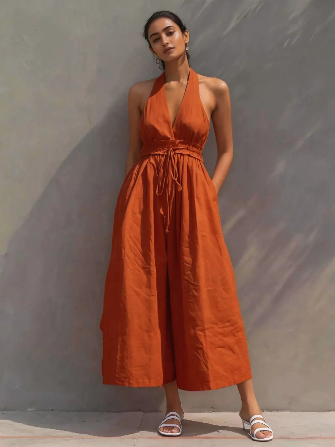 Jessica | Women's Halter Neck Jumpsuit-Omni Prime Goods