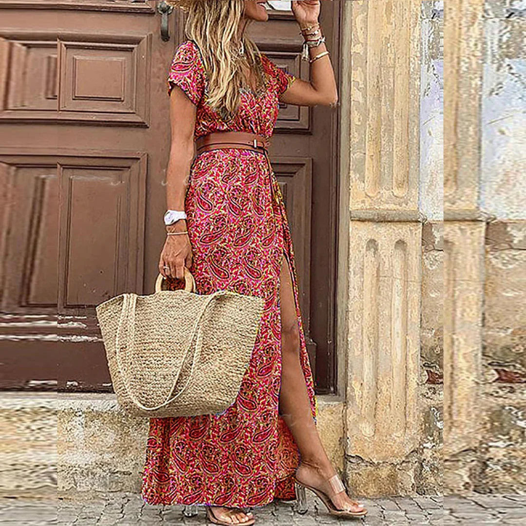 Jo | Women's Floral Slit Maxi Dress-Omni Prime Goods