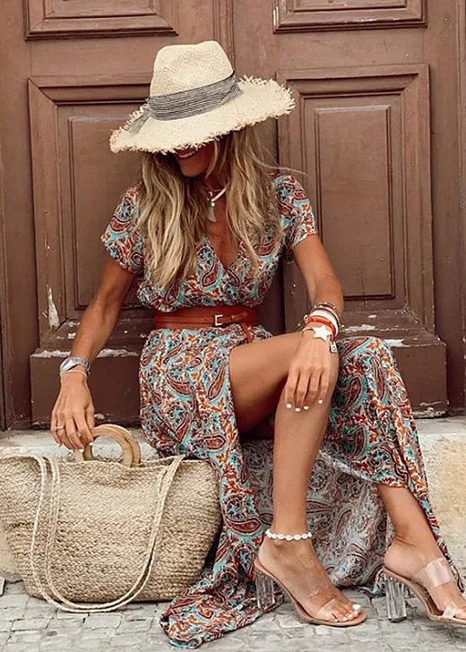 Jo | Women's Floral Slit Maxi Dress-Omni Prime Goods