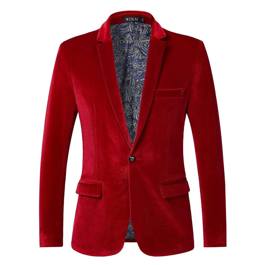 Joel | Men's Velvet Single-Breasted Blazer-Omni Prime Goods