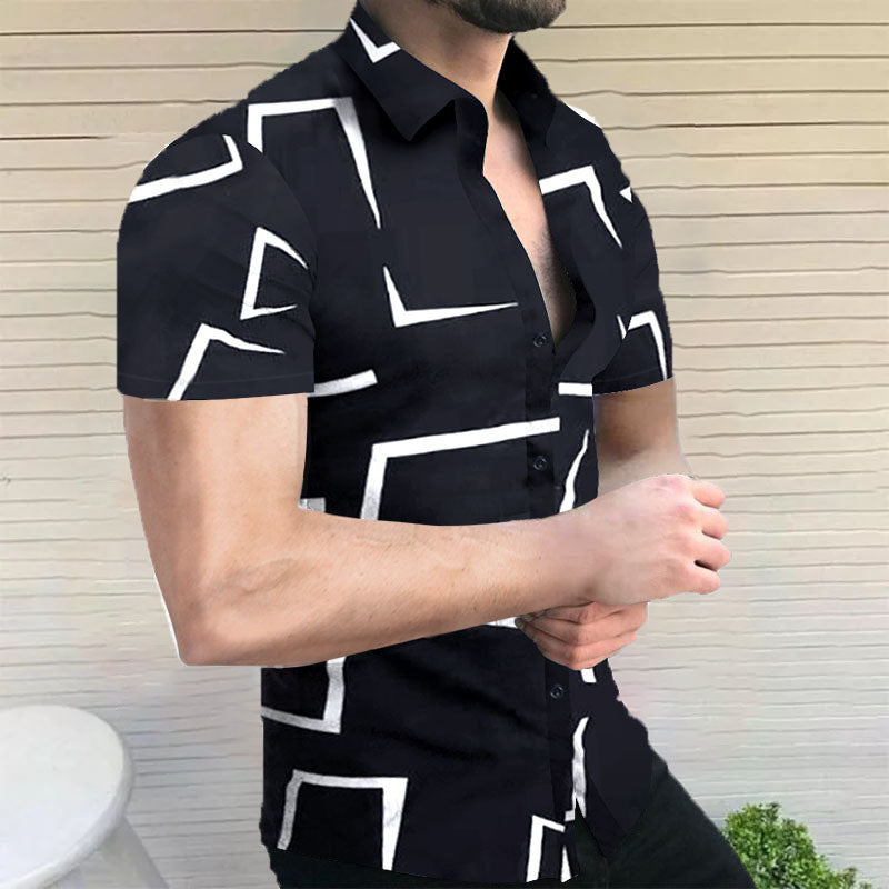 John | Men's Abstract Printed Short Sleeve Shirt-Omni Prime Goods