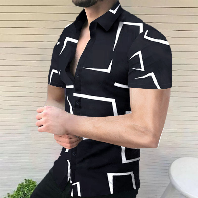 John | Men's Abstract Printed Short Sleeve Shirt-Omni Prime Goods