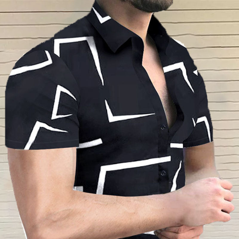 John | Men's Abstract Printed Short Sleeve Shirt-Omni Prime Goods
