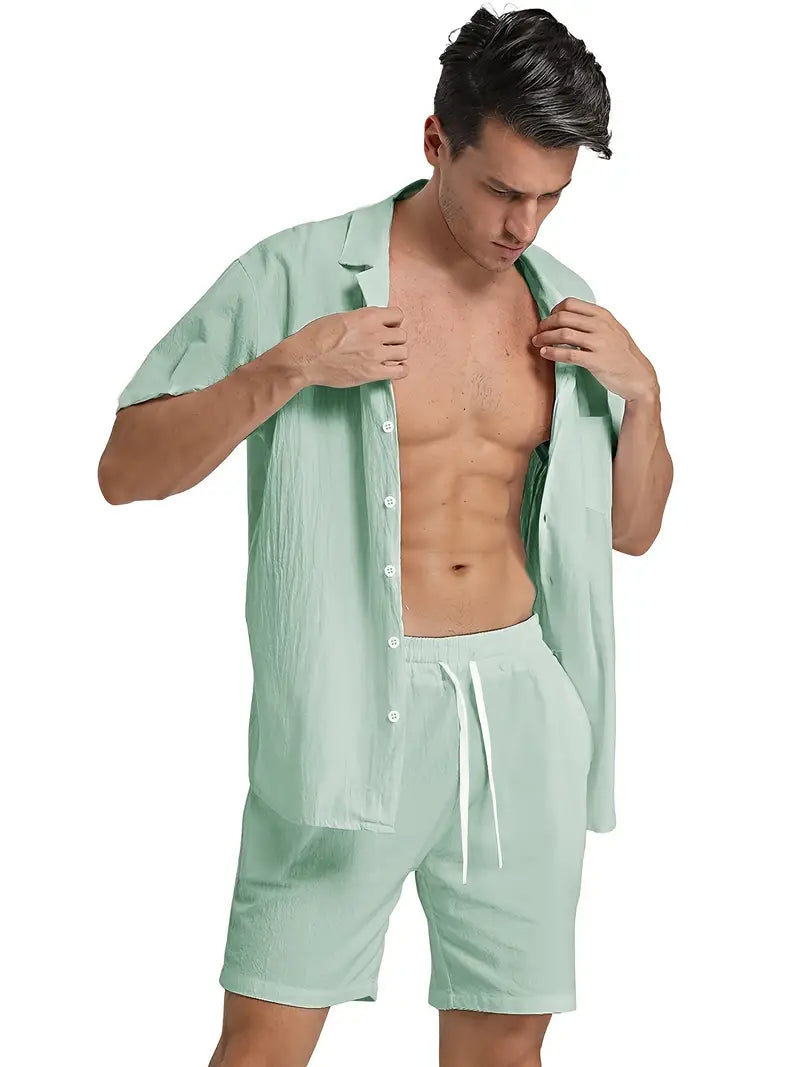 John | Men's Breathable Linen Shirt and Pants Set-Omni Prime Goods