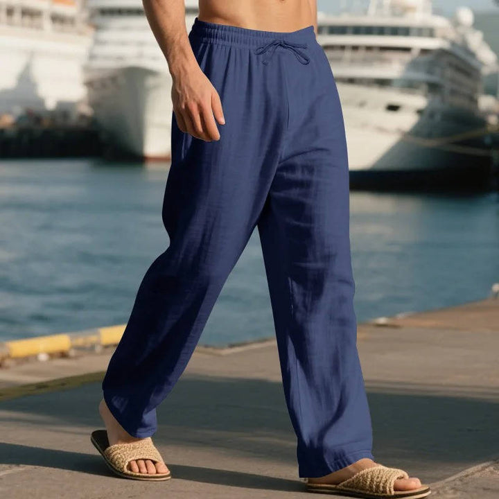 John | Men's Casual Linen Straight Leg Pants, Breathable & Comfortable-Omni Prime Goods