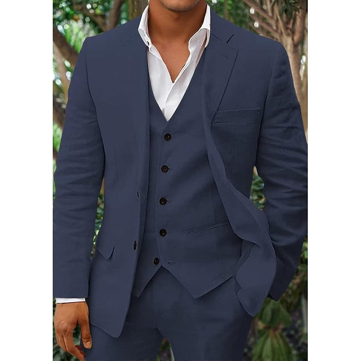 John | Men's Three-Piece Linen Blazer, Vest, and Pants Set-Omni Prime Goods