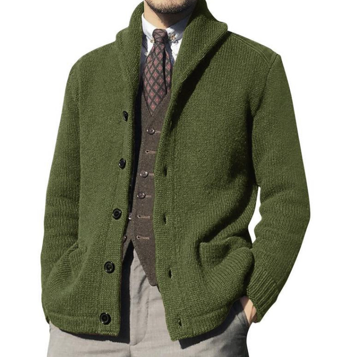 Men's Classic Knitted Jacket with Buttons