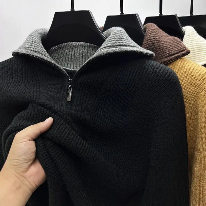 Men's Sporty Elegant Stand-Up Collar Pullover with Zipper