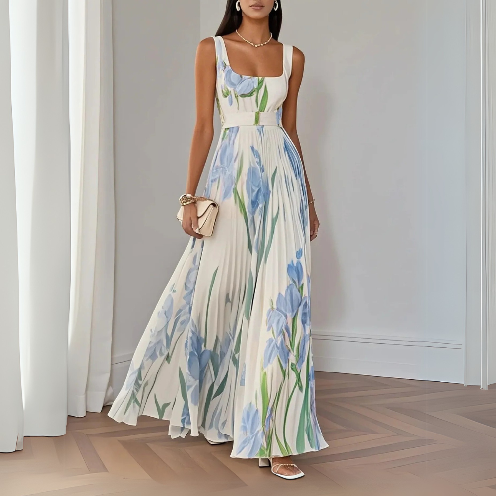 Karen | Women's Sleeveless Pleated Maxi Dress-Omni Prime Goods