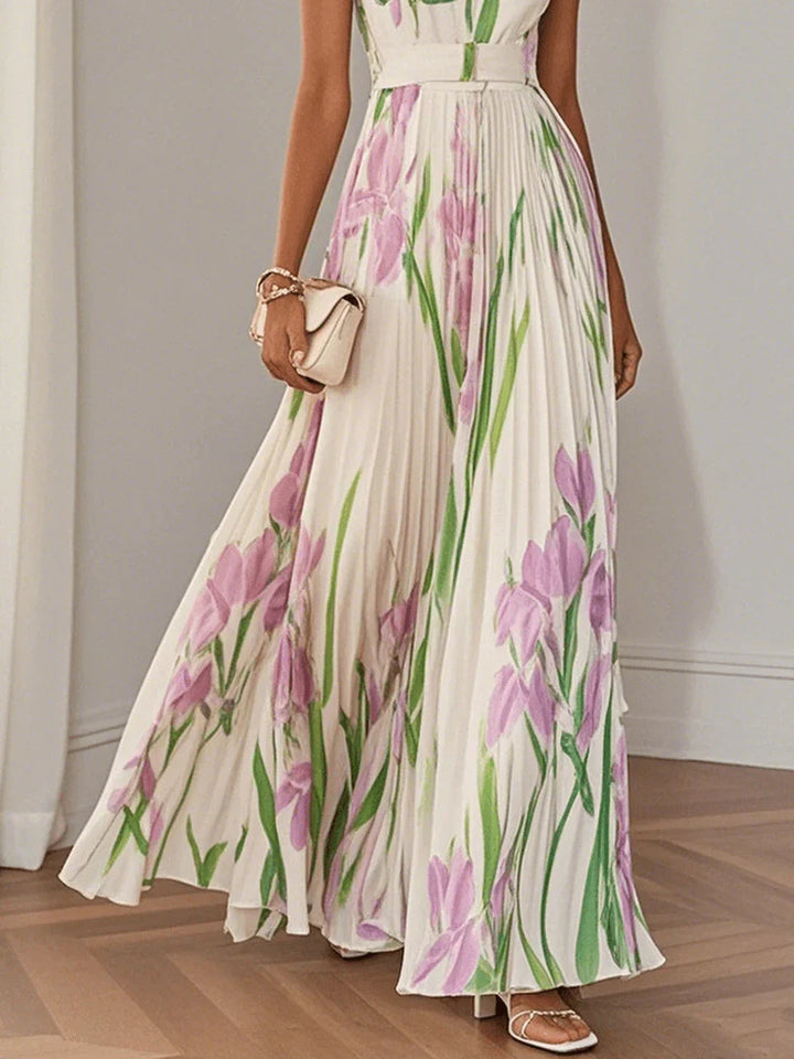 Karen | Women's Sleeveless Pleated Maxi Dress-Omni Prime Goods