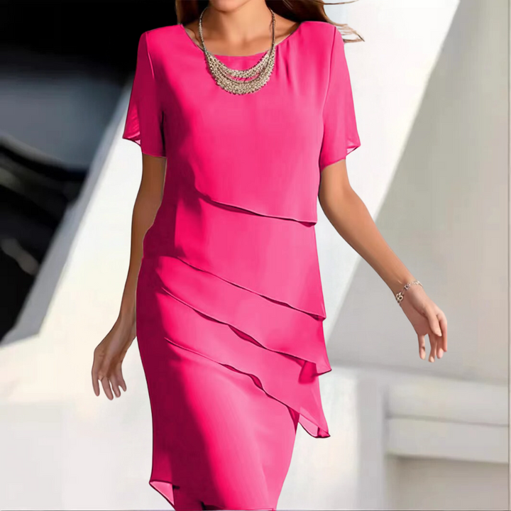 Karmen | Women's Airy Elegant Autumn Midi Dress in Soft Chiffon