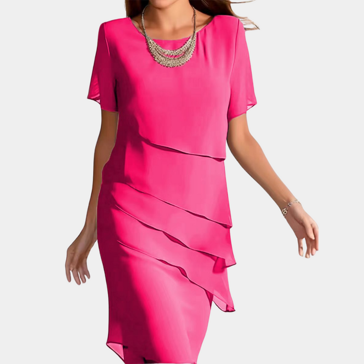 Karmen | Women's Airy Elegant Autumn Midi Dress in Soft Chiffon