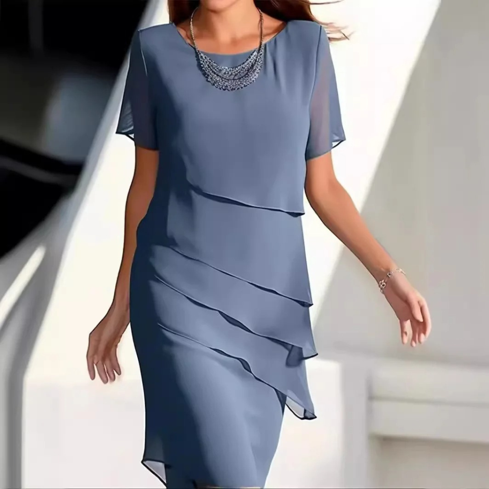 Karmen | Women's Airy Elegant Autumn Midi Dress in Soft Chiffon